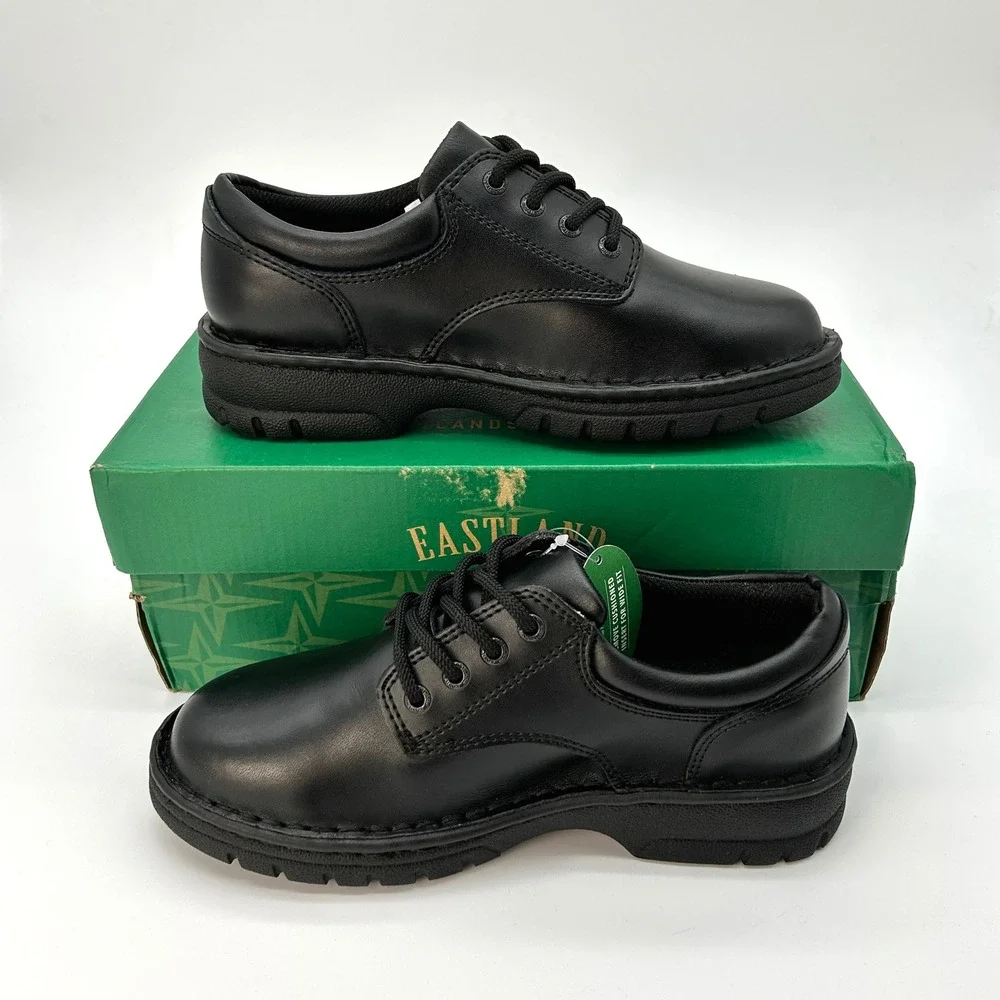 Kids Oxford Dress Shoes Eastland Plainview Size 4 Big Kids Black Leather NEW